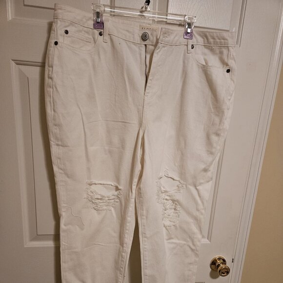 white eloquii distressed cropped jeans - Picture 2 of 5